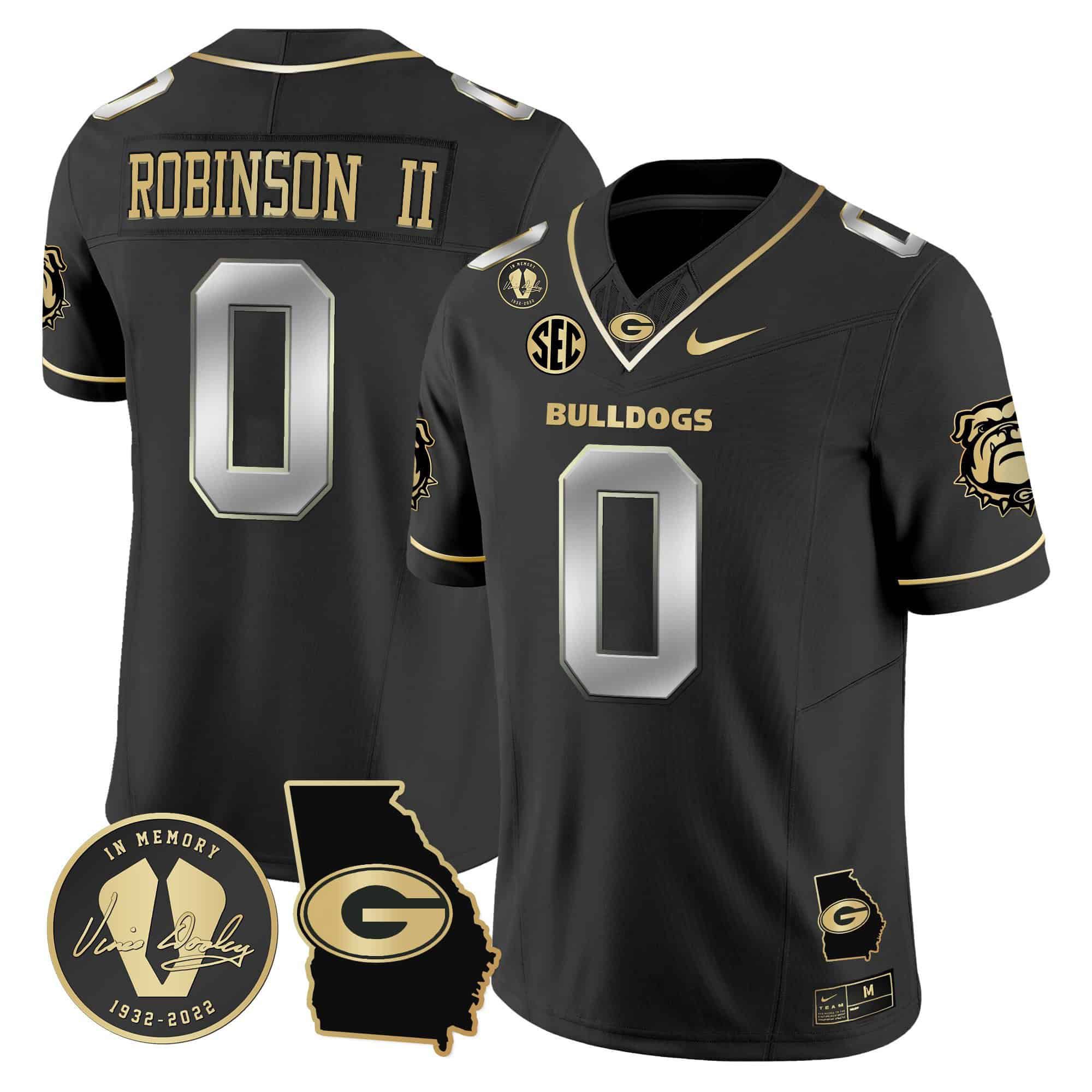 Men Georgia Bulldogs 0 Robinson ii Black 2024 Nike Vapor NCAA Jersey style 3